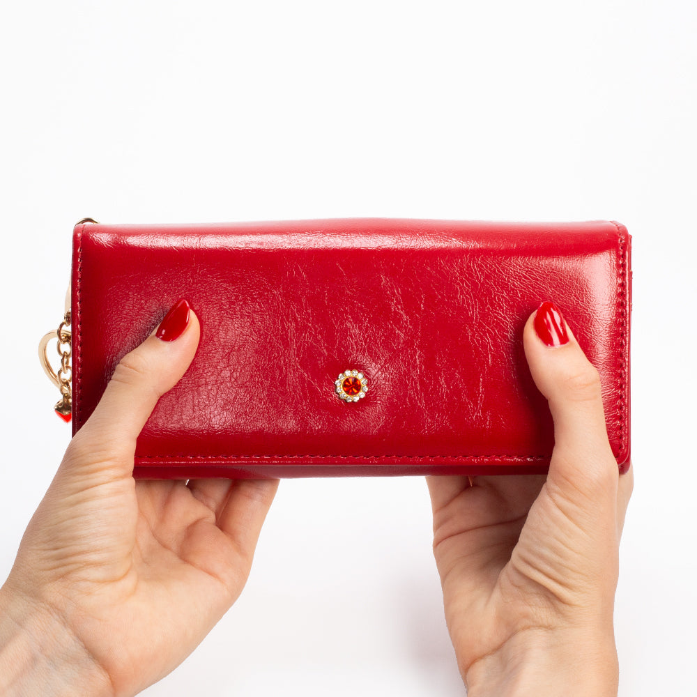 Cartera de privacidad con clave secreta de acceso para mujer. Color: negro y rojo 7 