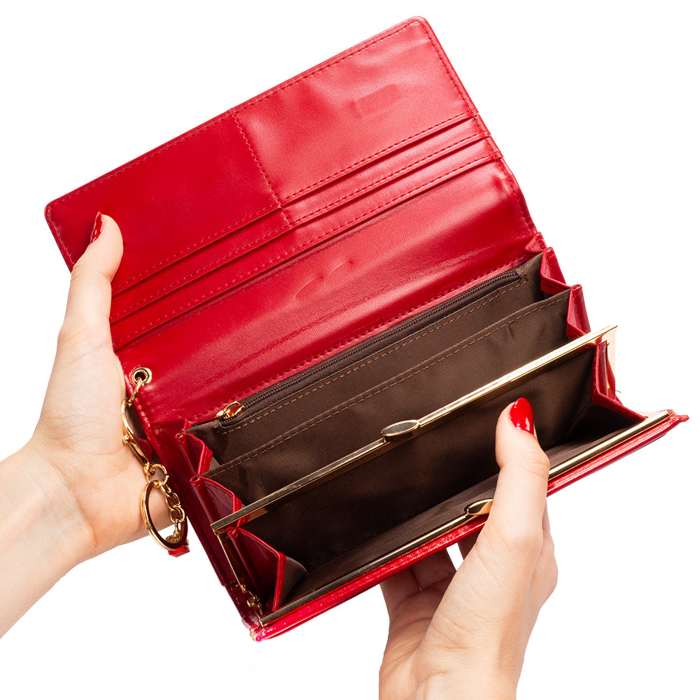 Cartera de privacidad con clave secreta de acceso para mujer. Color: negro y rojo 9 