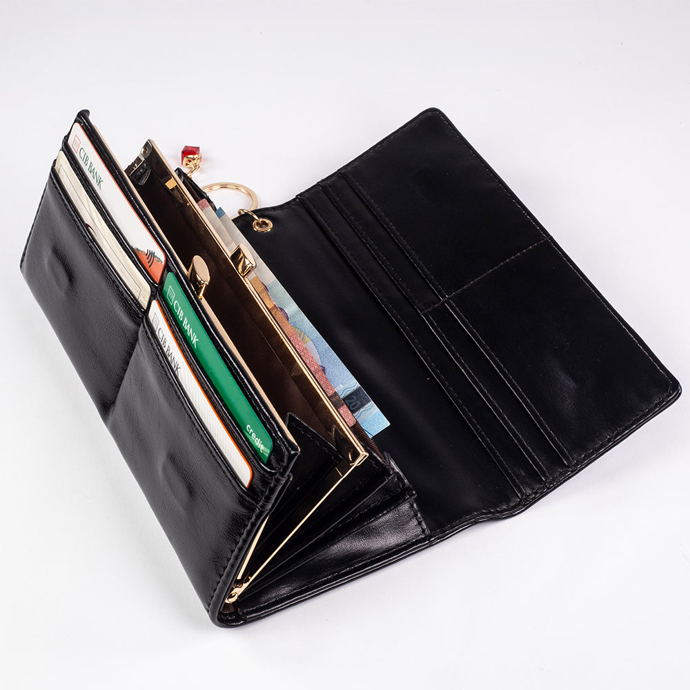 Cartera de privacidad con clave secreta de acceso para mujer. Color: negro y rojo 15 