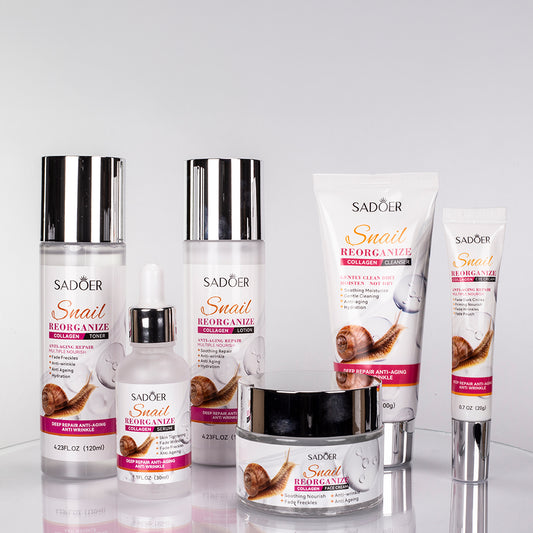 Set de cuidado facial de 6 piezas con colágeno y baba de caracol de SADOER