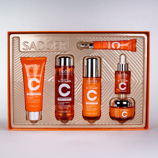 Set de regalo SADOER 5x Vitamina C para unificar el tono de la piel e hidratar el rostro – 6 piezas