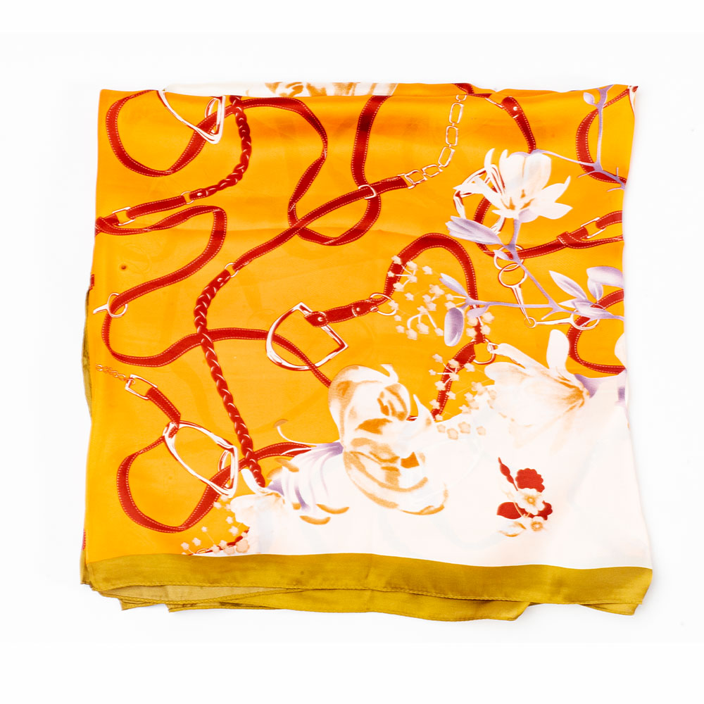 Bufanda abrazo floral, 85 x 180 cms, naranja, 100% seda vegana 1 