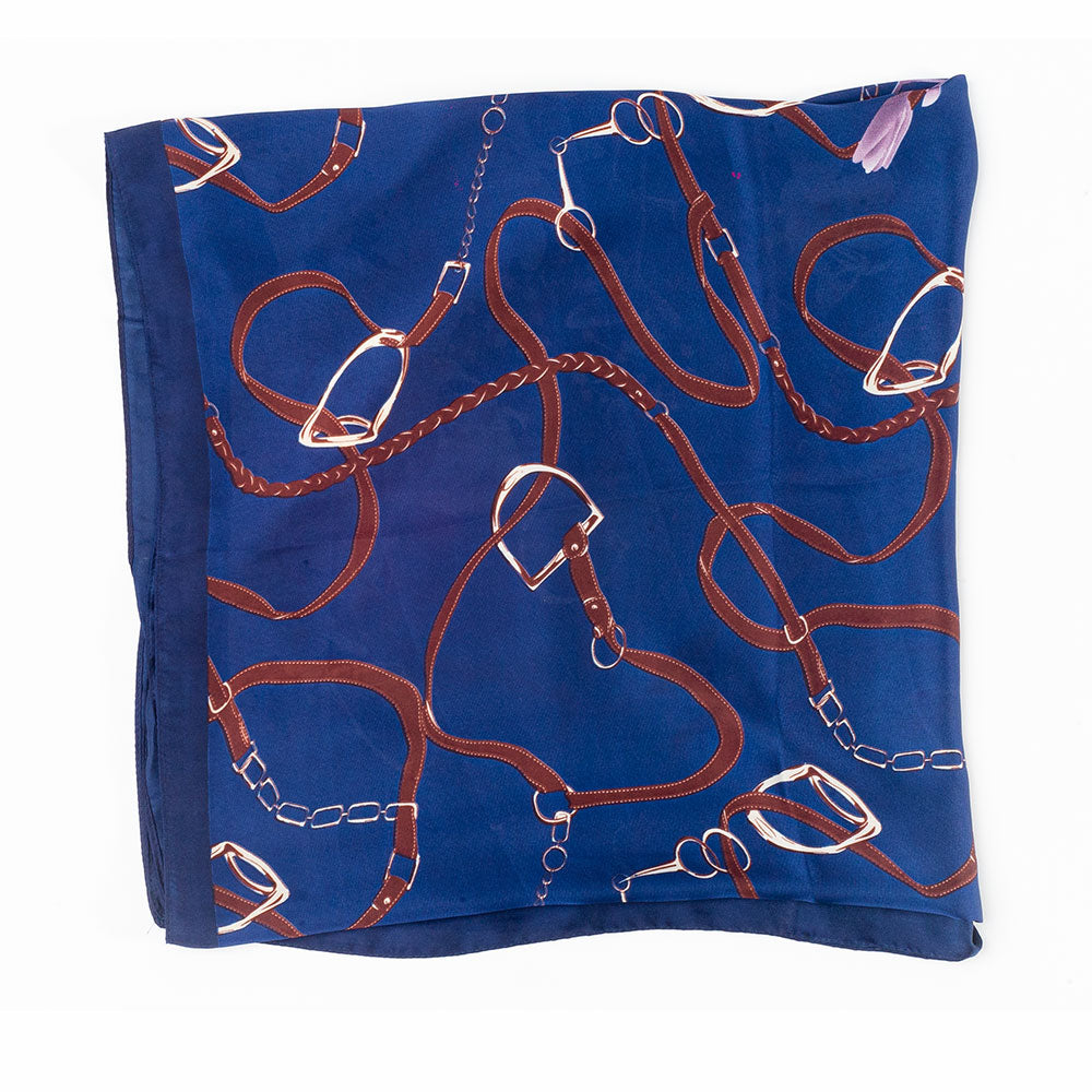 Bufanda abrazo floral, 85 x 180 cms, azul 100% seda vegana 1 