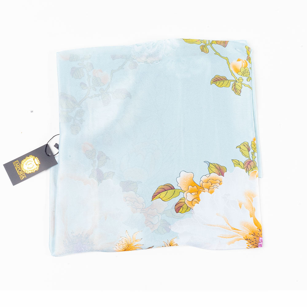Bufanda legado haitang, 85 x 180 cms, azul claro, 100% seda vegana 1 