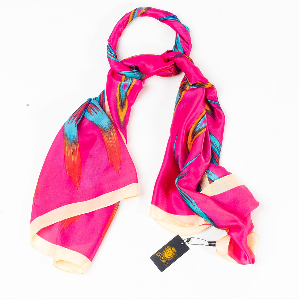 Bufanda prisma pavo real, 85 x 180 cms, rosa 100% seda vegana