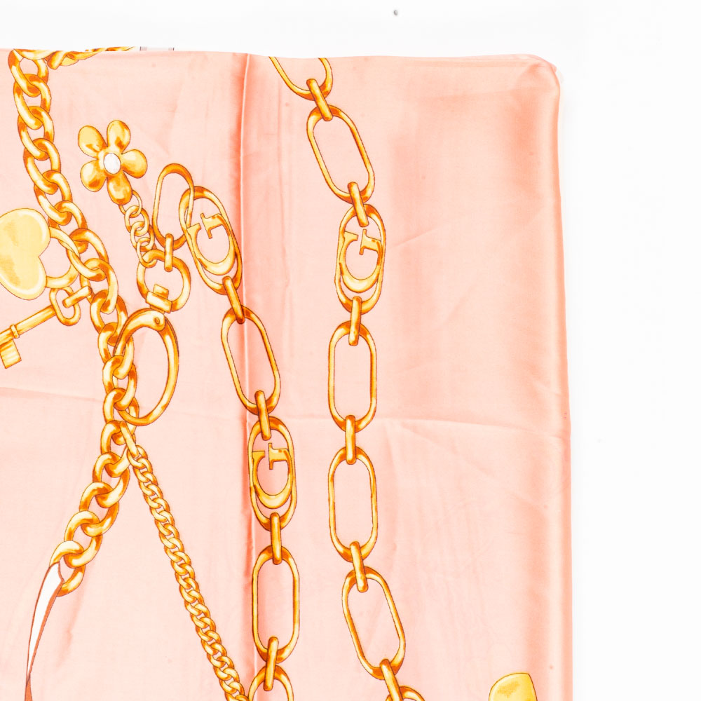 Bufanda cadenas regias, 85 x 180 cms, rosa, 100% seda vegana 2 