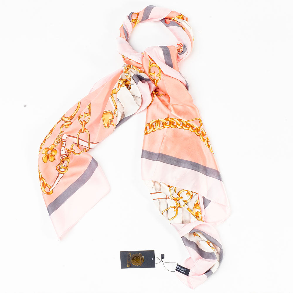 Bufanda cadenas regias, 85 x 180 cms, rosa, 100% seda vegana 5 