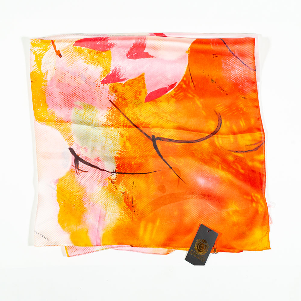 Bufanda lotus de noche, 85 x 180 cms, naranja, 100% seda vegana 2 