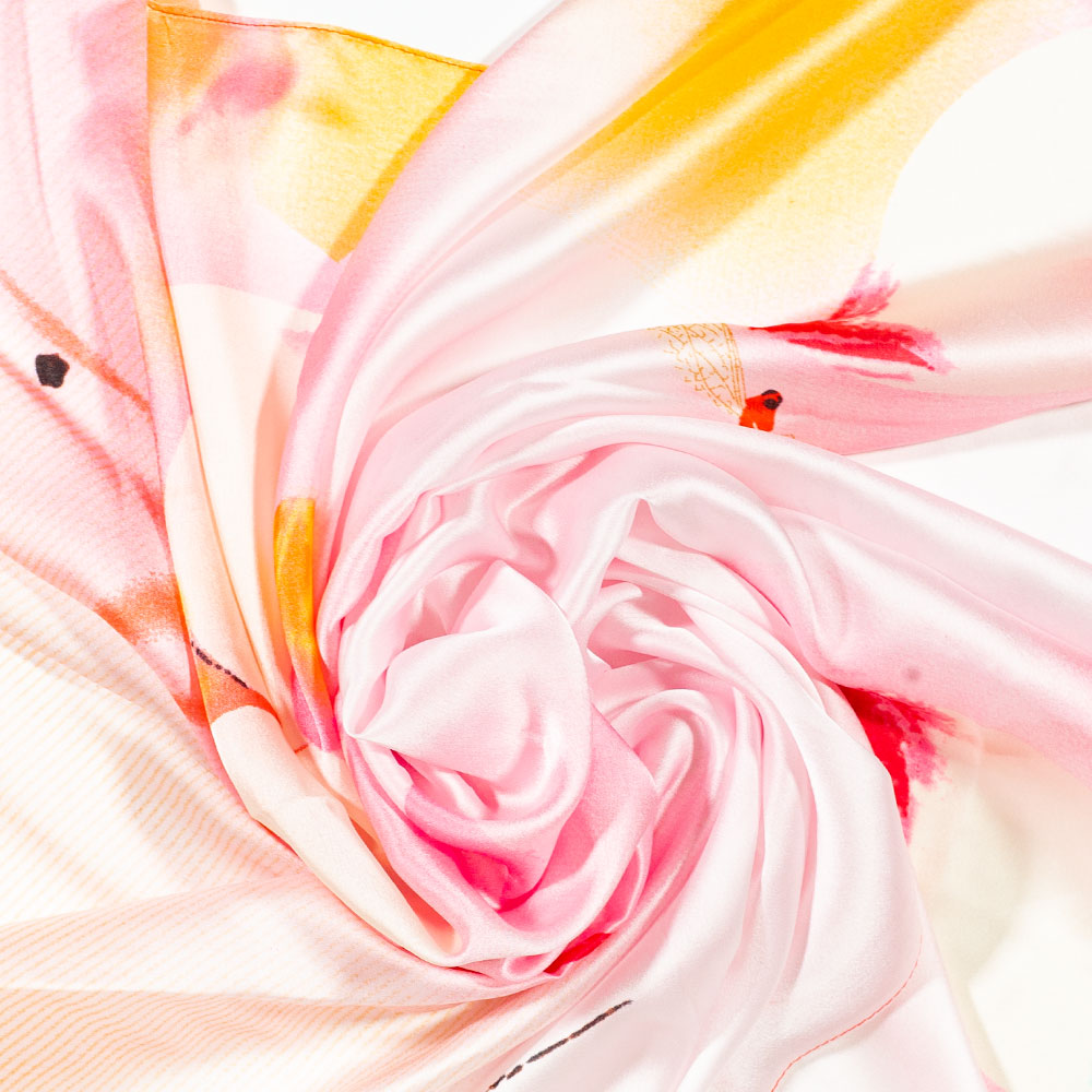 Bufanda lotus de noche, 85 x 180 cms, naranja, 100% seda vegana 4 