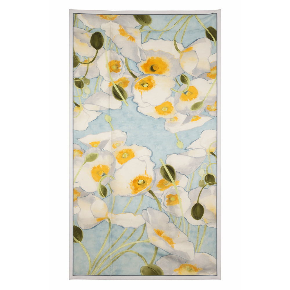 Bufanda jardín lúcido, 85 x 180 cms, azul claro,  100% seda vegana