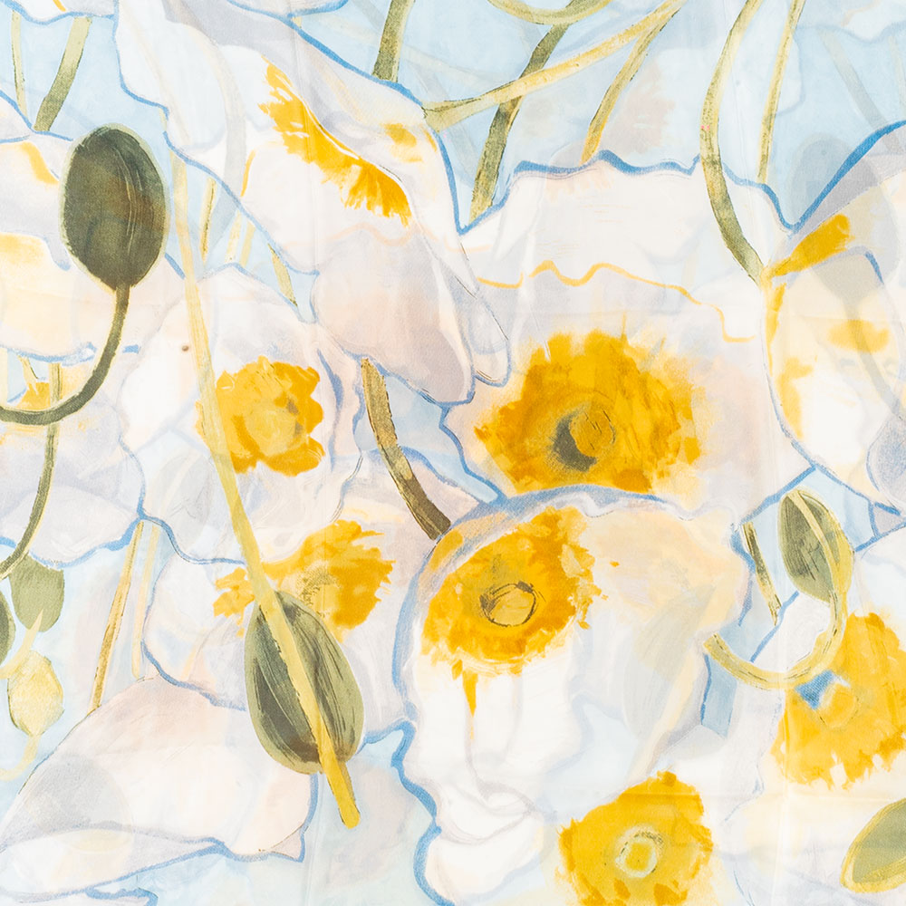 Bufanda jardín lúcido, 85 x 180 cms, azul claro,  100% seda vegana 2 