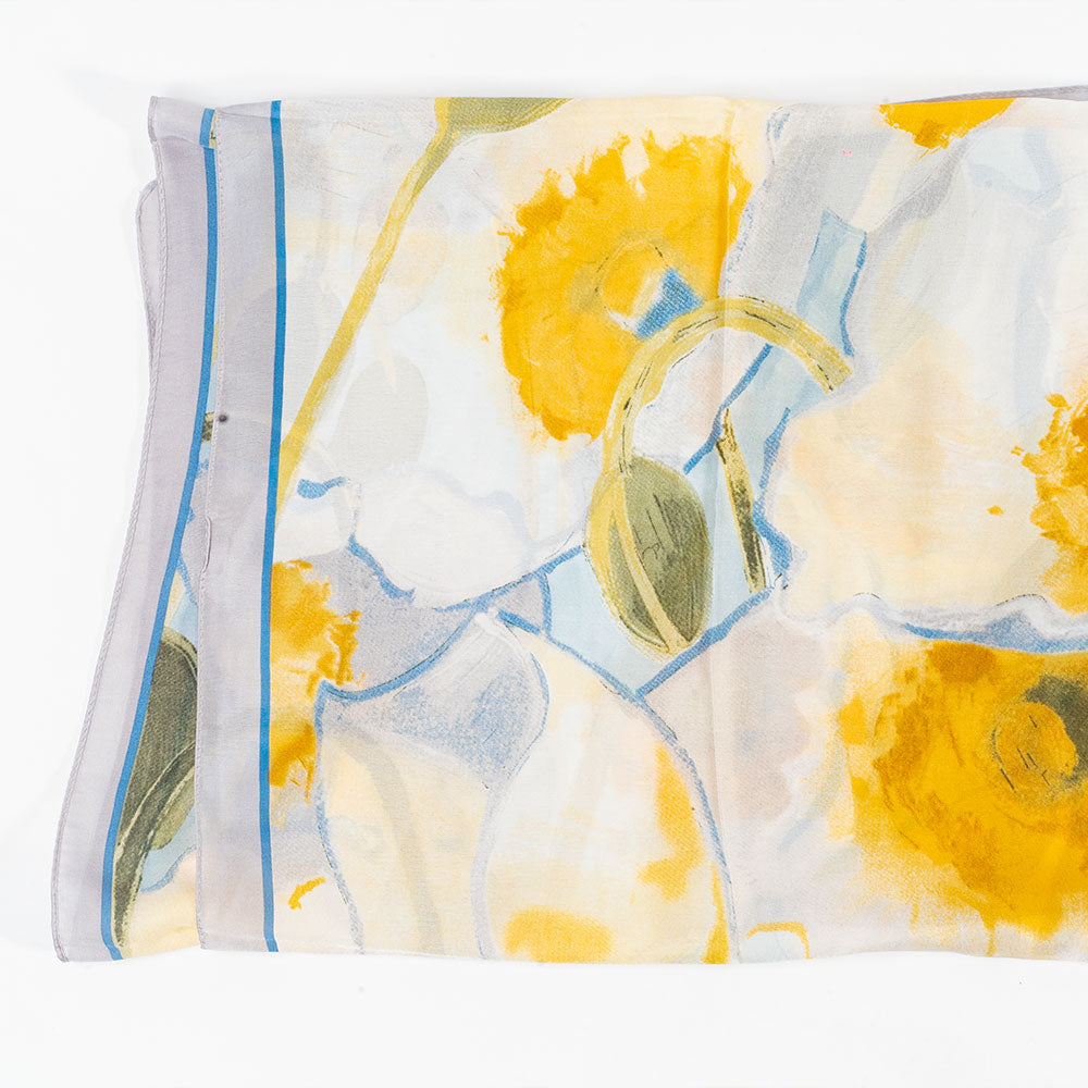 Bufanda jardín lúcido, 85 x 180 cms, azul claro,  100% seda vegana