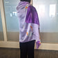 Bufanda con estampado de loto nocturno, color morado, 85 × 180 cm, 100 % seda vegana.