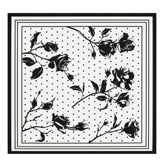 Pañuelo de seda «Midnight Roses», color marfil, 90 x 90 cm