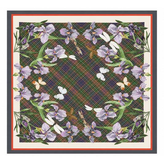 Pañuelo de seda «Iris Meadow», verde bosque, 90 x 90 cm