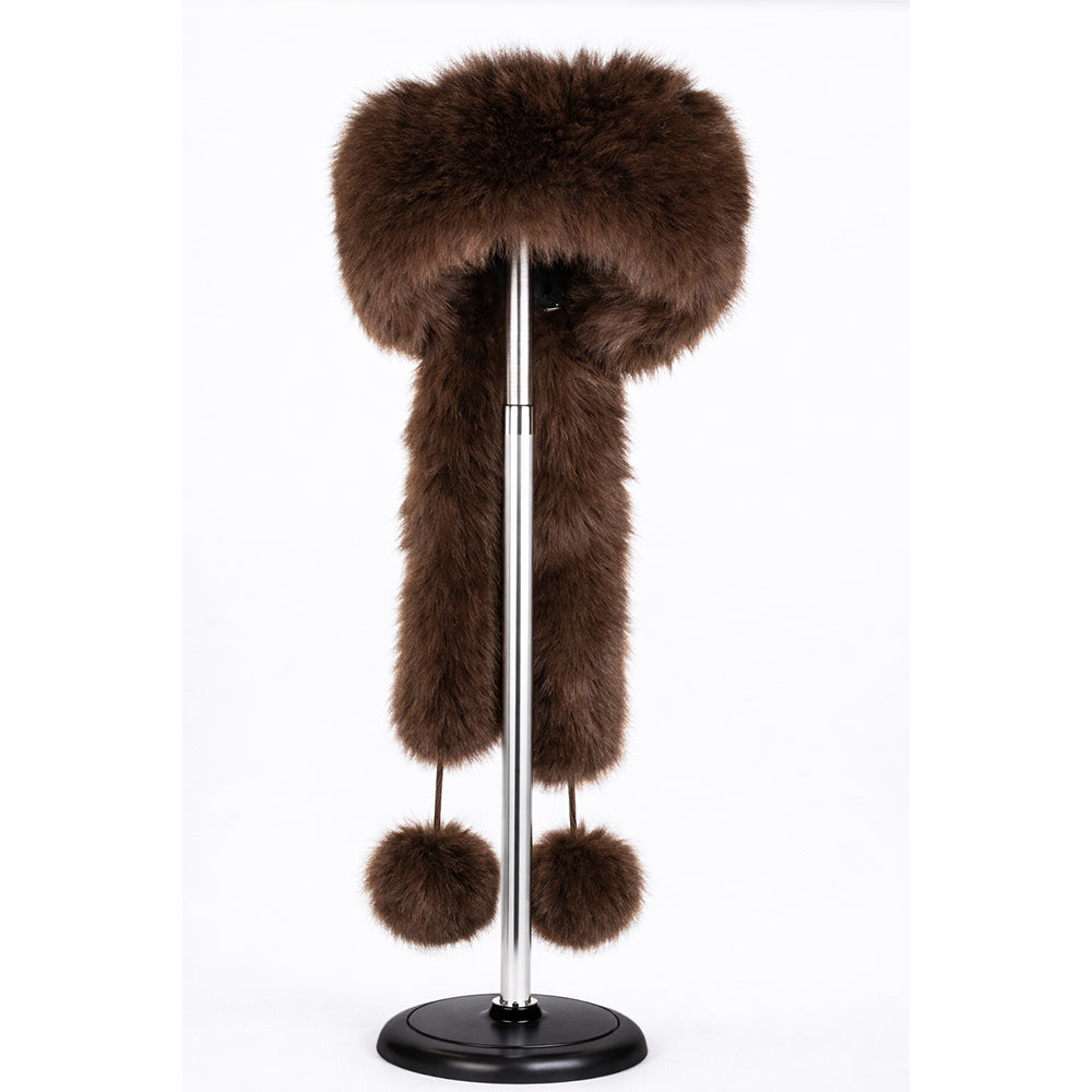 Gorro de invierno de piel sintética marrón con bufanda – talla única 3 