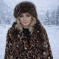 Gorro de invierno de piel sintética marrón con bufanda – talla única