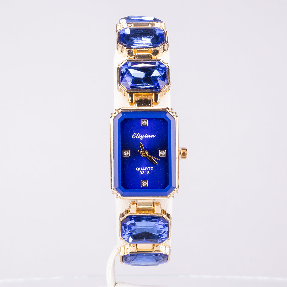 Reloj de Aleación Bañado en Oro con Cristal Emporia® Azul 2 