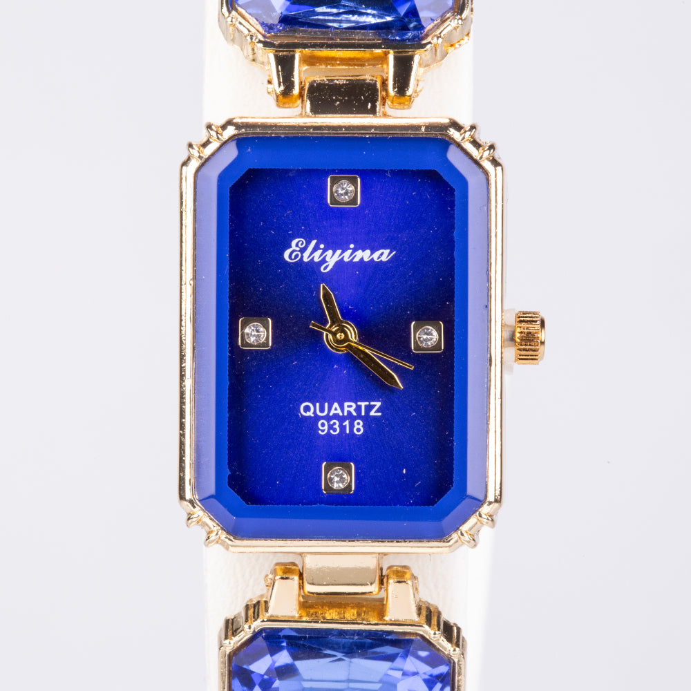 Reloj de Aleación Bañado en Oro con Cristal Emporia® Azul 4 