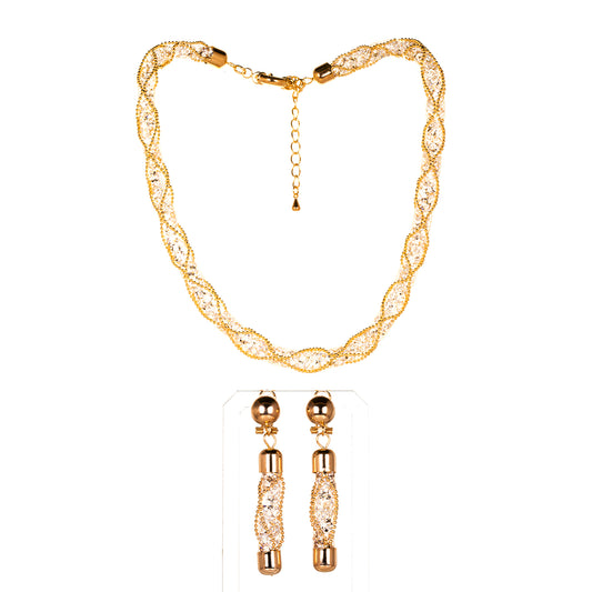 Conjunto de Aleación Bañado en Oro con Cristal Emporia® Blanco