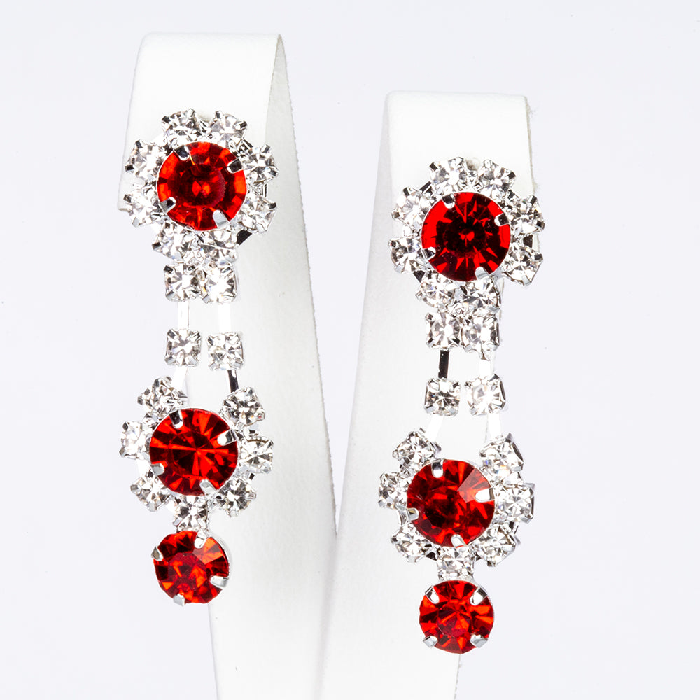 Conjunto de Aleación Bañado en Oro con Cristal Emporia® Rojo y Cristal Emporia® Blanco ( Collar +Pendientes )