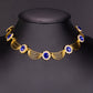 Conjunto de Aleación Bañado en Oro con Cristal Emporia® Azul y Cristal Emporia® Blanco ( Collar +Pendientes )
