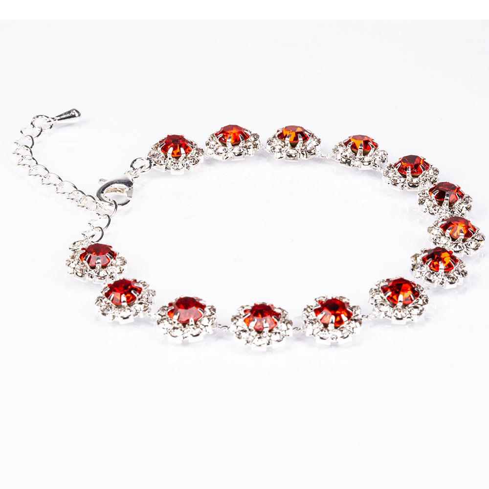 Bolso de Aleación Bañado en Oro con Cristal Emporia® Rojo y Cristal Emporia® Blanco ( Collar +Pendientes +Pulsera +Anillo ) 5 
