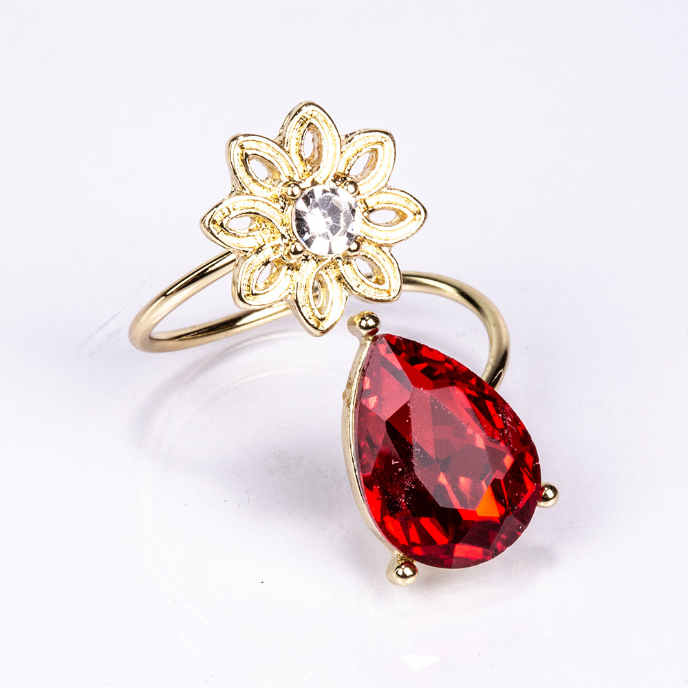 Conjunto de Aleación Bañado en Oro con Cristal Emporia® Rojo y Cristal Emporia® Blanco ( Collar +Pendientes )