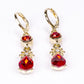 Conjunto de Aleación Bañado en Oro con Cristal Emporia® Rojo y Cristal Emporia® Blanco ( Collar +Pendientes )