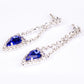 Conjunto de Aleación Bañado en Oro con Cristal Emporia® Azul y Cristal Emporia® Blanco ( Collar +Pendientes )