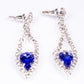 Conjunto de Aleación Bañado en Oro con Cristal Emporia® Azul y Cristal Emporia® Blanco ( Collar +Pendientes )