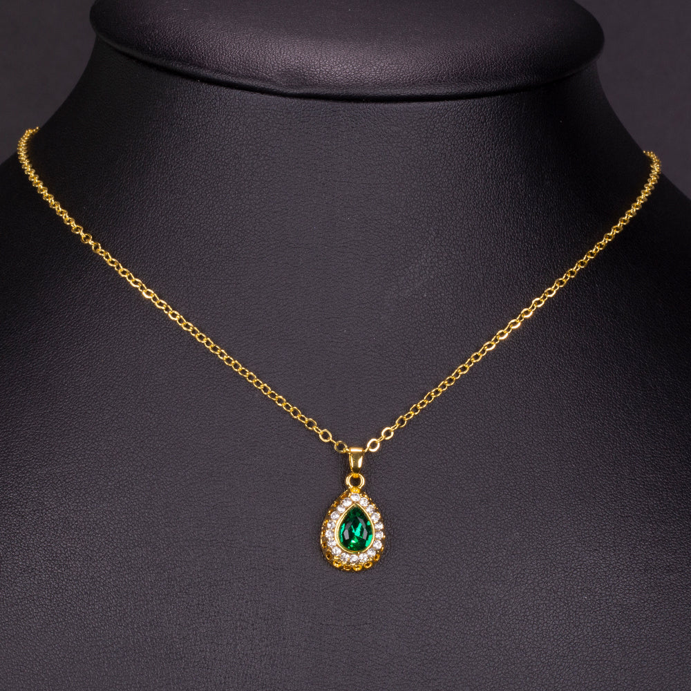 Conjunto de Aleación Bañado en Oro con Cristal Emporia® Verde y Cristal Emporia® Blanco ( Collar +Pendientes +Pulsera +Anillo +Colgante )