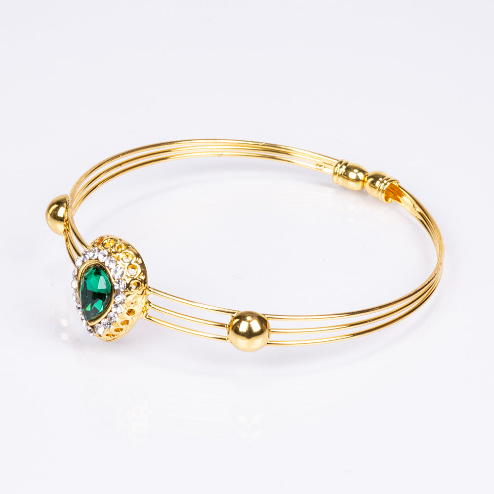 Conjunto de Aleación Bañado en Oro con Cristal Emporia® Verde y Cristal Emporia® Blanco ( Collar +Pendientes +Pulsera +Anillo +Colgante ) 10 