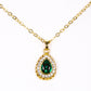 Conjunto de Aleación Bañado en Oro con Cristal Emporia® Verde y Cristal Emporia® Blanco ( Collar +Pendientes +Pulsera +Anillo +Colgante )