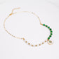 Conjunto de Aleación Bañado en Oro con Ágata Verde ( Collar +Pendientes +Pulsera )