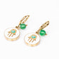 Conjunto de Aleación Bañado en Oro con Ágata Verde ( Collar +Pendientes +Pulsera )
