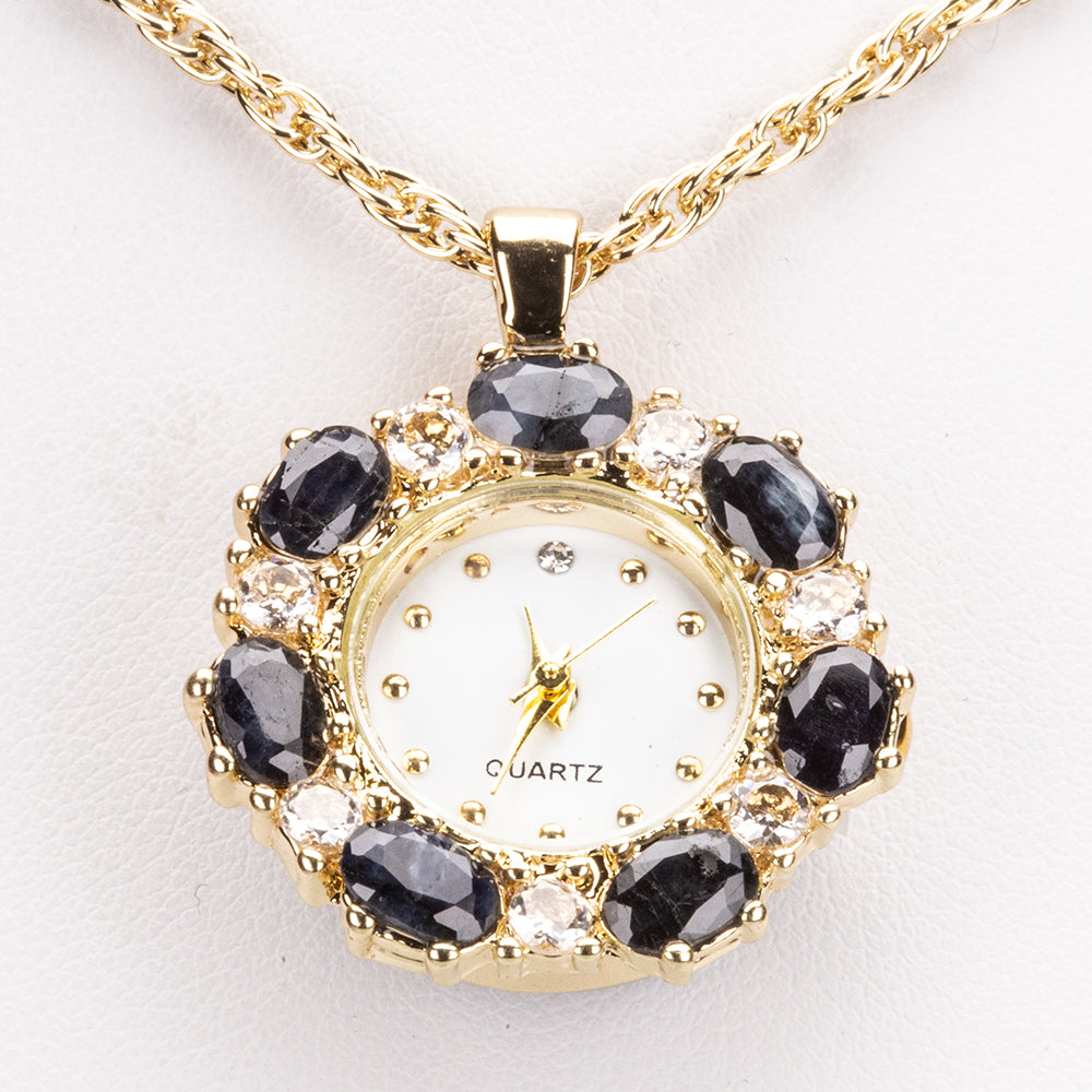 Collar de Aleación Bañado en Oro con Zafiro y Cristal Emporia® Blanco 2 