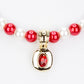 Conjunto de Aleación Bañado en Oro con Perla de cristal y Cristal Emporia® Rojo ( Collar +Pendientes +Pulsera )