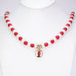 Conjunto de Aleación Bañado en Oro con Perla de cristal y Cristal Emporia® Rojo ( Collar +Pendientes +Pulsera )