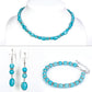 Conjunto de Aleación Bañado en Oro con Turquesa ( Collar +Pendientes +Pulsera )