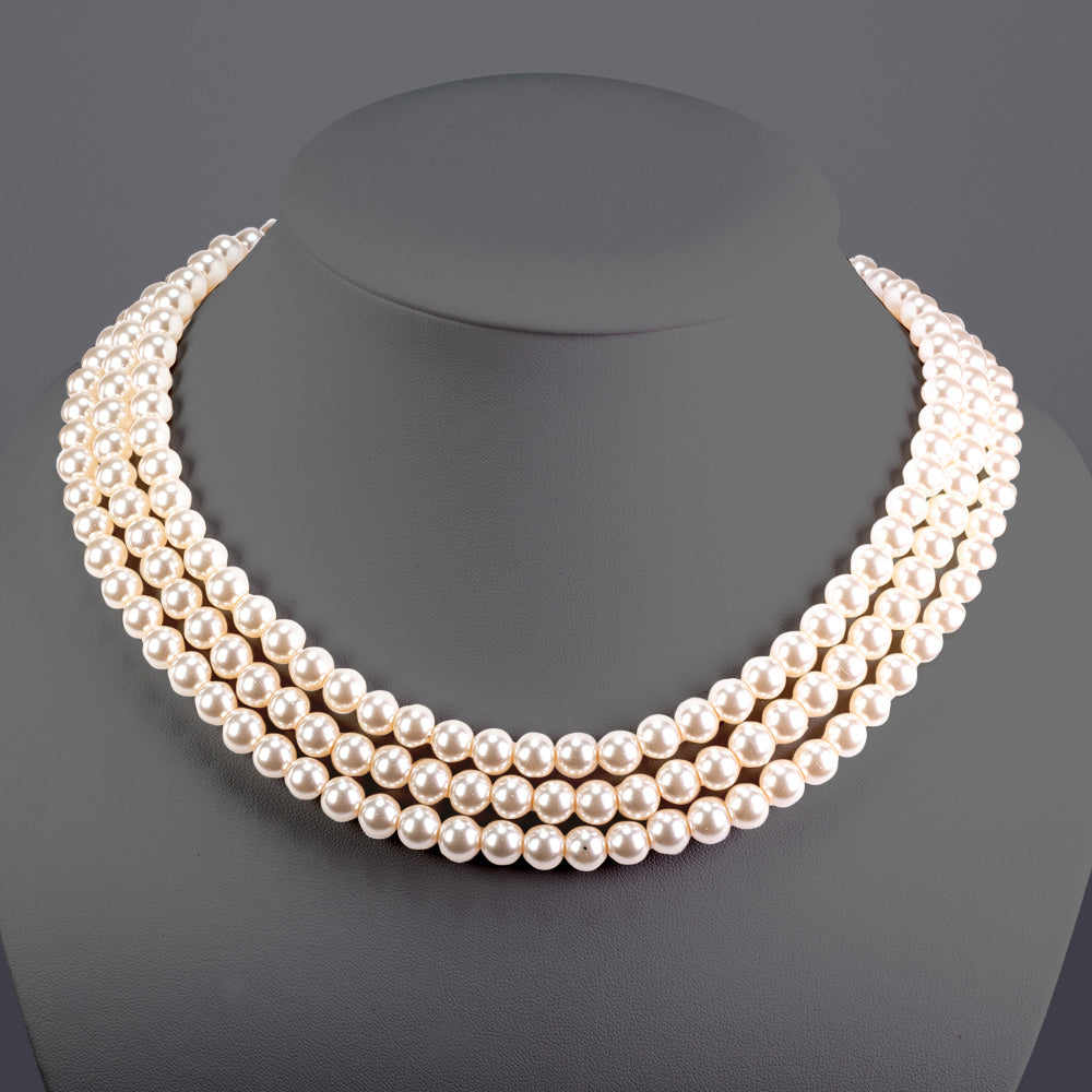 Conjunto de Aleación Bañado en Oro con Perla de cristal ( Collar )