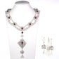 Conjunto de Aleación Bañado en Oro con Perla de cristal y Cristal Emporia® Blanco ( Collar +Pendientes )