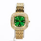 Reloj de Aleación Bañado en Oro con Esmeralda y Cristal Emporia® Blanco ( Pulsera )