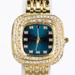 Reloj de Aleación Bañado en Oro con Zafiro y Cristal Emporia® Blanco ( Pulsera )