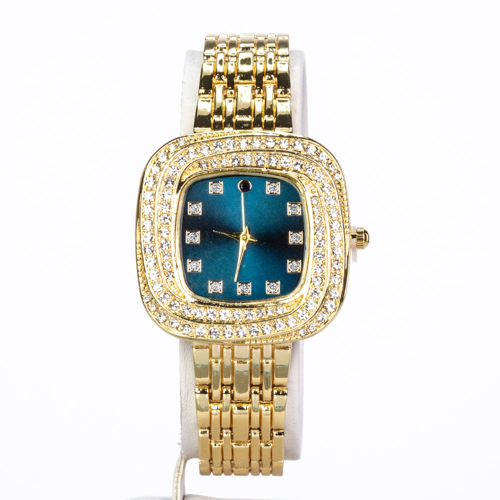Reloj de Aleación Bañado en Oro con Zafiro y Cristal Emporia® Blanco ( Pulsera )