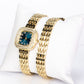Reloj de Aleación Bañado en Oro con Zafiro y Cristal Emporia® Blanco ( Pulsera )