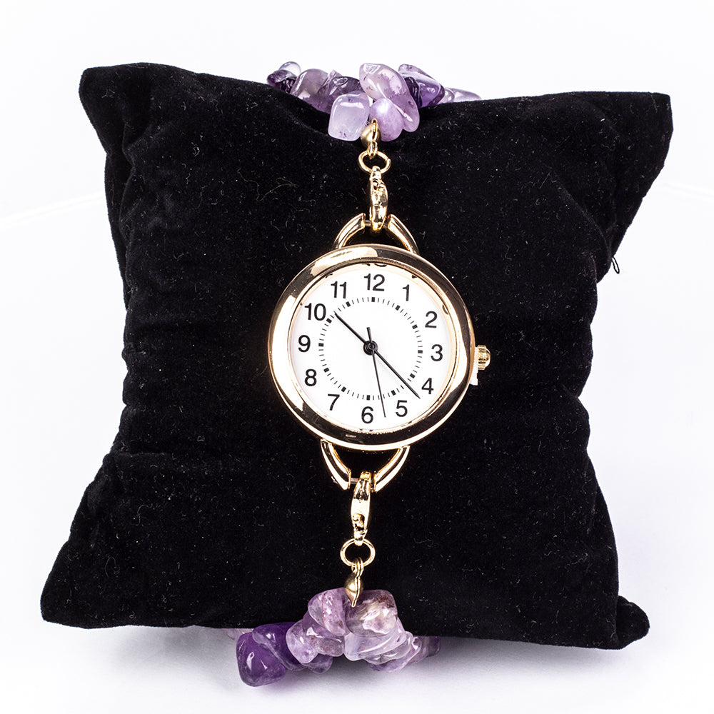 Reloj de Aleación Bañado en Oro con Turquesa y Amatista ( Pulsera ) 3 