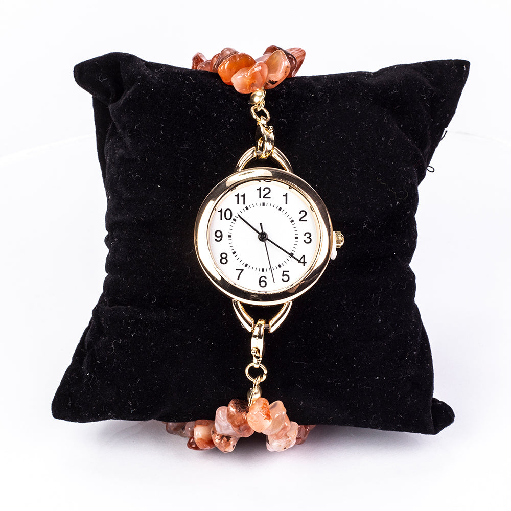 Reloj de Aleación Bañado en Oro con Turquesa y Amatista ( Pulsera )