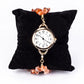 Reloj de Aleación Bañado en Oro con Turquesa y Amatista ( Pulsera )