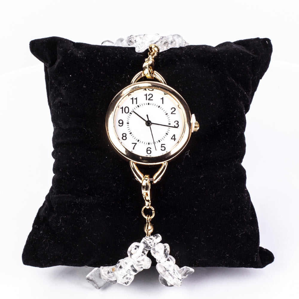 Reloj de Aleación Bañado en Oro con Turquesa y Amatista ( Pulsera )